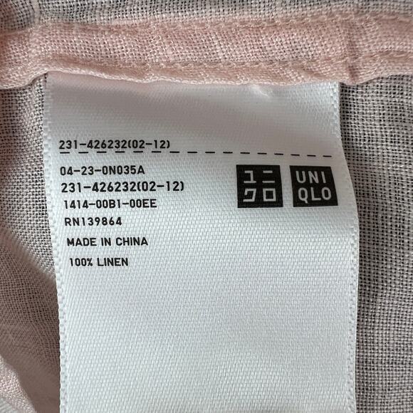 UNIQLO Pink Top Linen Skipper Collar 3/4 Sleeve Drop Shoulder Sz X-Large XL NEW - Picture 9 of 10